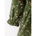 thumbnail image 7 of OLLUISNEO Infant Baby Girls Dress 12 Months Winter Dress 24 Months Floral Prints Long Sleeve Ruffled Layer Corduroy Dress Green, 7 of 7
