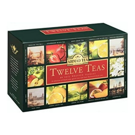 ahmad tea twelve teas variety gift box, 60 foil enveloped teabags