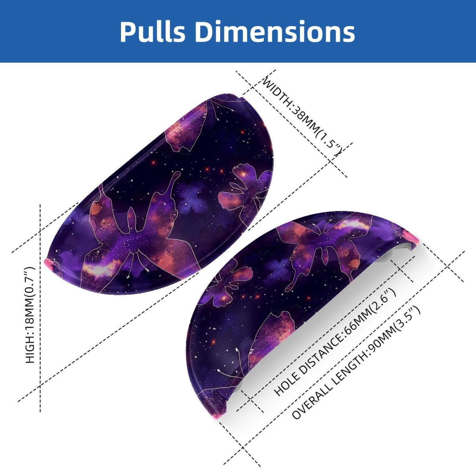 PhooArto 6 Pcs Cup Drawer Pulls, Purple Galaxy Butterfly Shell Shape Handles Cabinet Knobs for Dresser Cupboard Closet Wardrobe with Screws