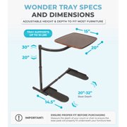 Stander Wonder Tray, Adjustable Swivel TV Tray Table, Large Laptop Stand, Couch Desk, Side Table & Gaming Desk, Tray for Eating on Couches, Chairs & Recliners, Black Base with Walnut Tray