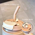 thumbnail image 2 of Simple Large Capacity Handy Plastic Cup Girl Office Mug Handle Straw Water Cup Couple Drinking Cup, 2 of 7