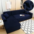 thumbnail image 6 of Eurhowing Sectional Couch Covers L-Shaped Sofa Covers, Velvet Super Stretch 2Pcs Sofa Slipcovers for 3 + 3 Seaters, Softness Corner Couch Cover, Navy Blue, 6 of 11