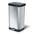 thumbnail image 1 of Bote de basura con escalón de acero inoxidable Glad con protección contra olores Clorox | Cubo de basura de cocina de metal grande con tapa de cierre suave, pedal y soporte para rollo de bolsa de basu, 1 of 5