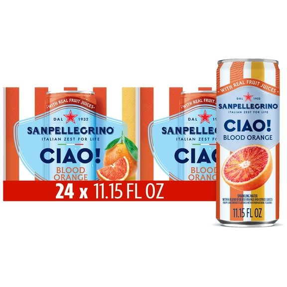 Sanpellegrino CIAO Blood Orange Flavored Sparkling Water with Real Fruit Juices:  Blood Orange Flavor 24-Pack