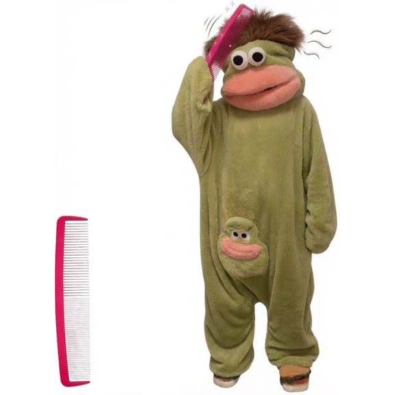 Big mouth monster onesie, Silly Onesie Adults Cozy Home Loungewear, With Comb Funny Cozy Hooded Plush One Piece Loungwear