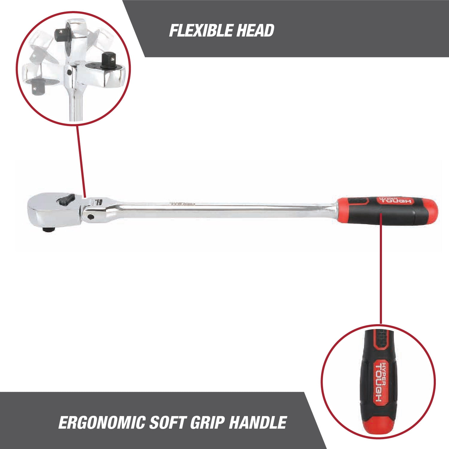 Hyper Tough 3/8-inch Drive 14-inch Flex-Head Ratchet