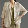 thumbnail image 5 of Olyvenn Fashion Cotton Linen Blouses for Women Comfy Solid Color Blazers Long Sleeve Casual Button Down Jackets Khaki XL, 5 of 6