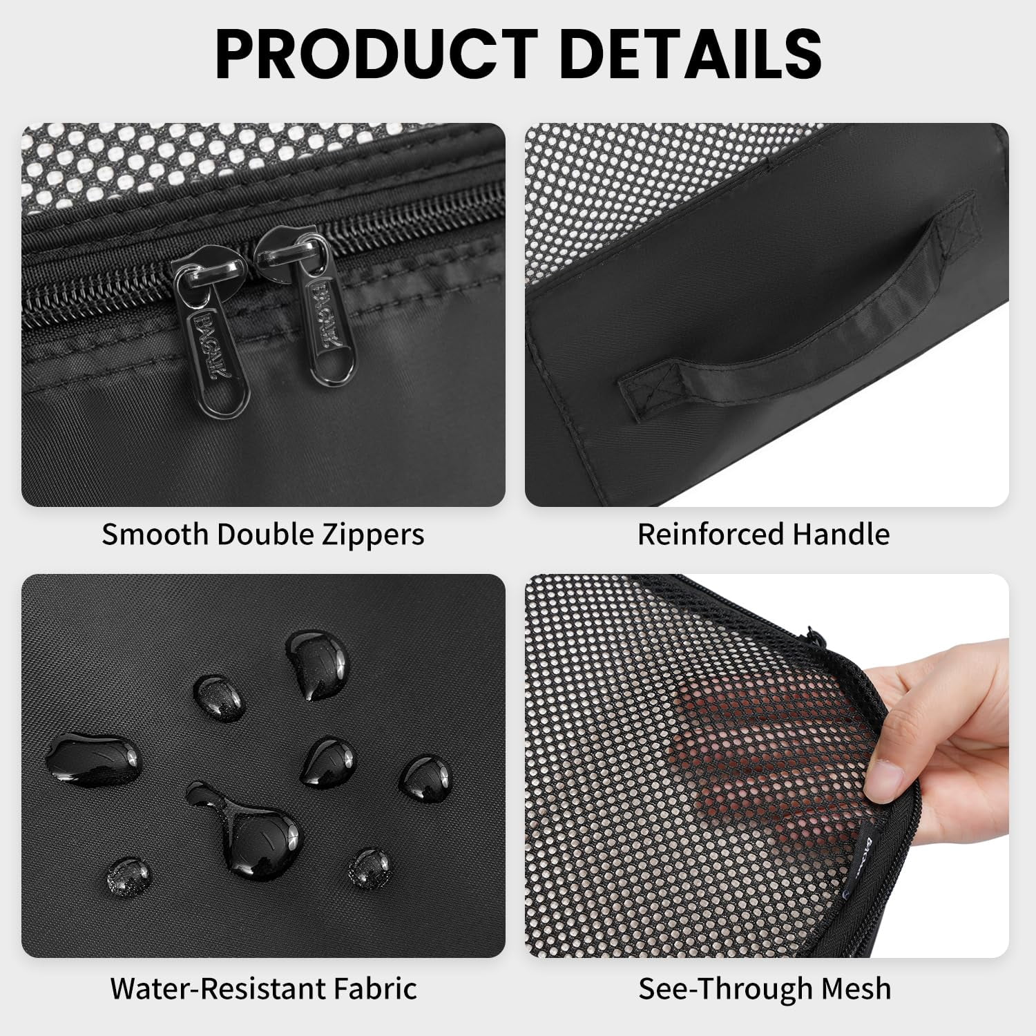 6 Set Packing Cubes Luggage Organizers For Travel Accessories-black