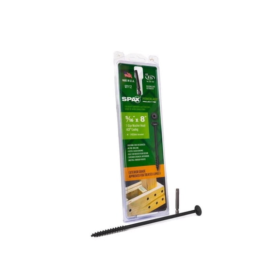 Spax 5034908 8 in. PowerLags Washer Head Construction Screws, 12 per Pack - Pack of 5