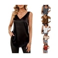 thumbnail image 5 of Silk Satin Tank Tops for Women Loose Fit Sleeveless V Neck Cami Camisole Summer Blouses Shirt Going Out Vest Top, 5 of 5