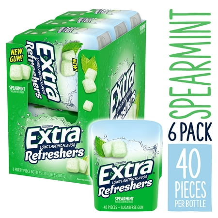 EXTRA Refreshers Spearmint Chewing Gum, 40 Pieces (Pack of
