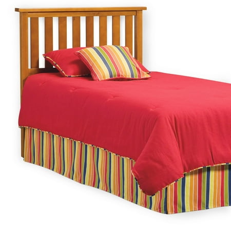 Belmont Wood Headboard Panel with Flat Top Rail and Slatted Grill Design, Maple Finish, Full / Queen
