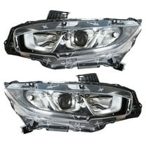 SEBLAFF For 2016-2020 Honda Civic Black Halogen Projector Headlights Headlamps Pair Set