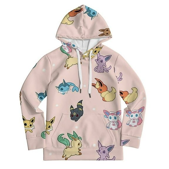 Unisex Kids Pokemon_Eevee Sweatshirt Boys Girls Hooded Kangaroo Pocket Pullover Hoodies L