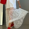 thumbnail image 2 of Huowey Womens Maxi Petticoats Skirt Fashion Lace Solid Color A-Line Boneless Tiered Long Skirts Floor Length Formal Wedding Tulle Crinoline Underskirt Spring Office Skirts, 2 of 9