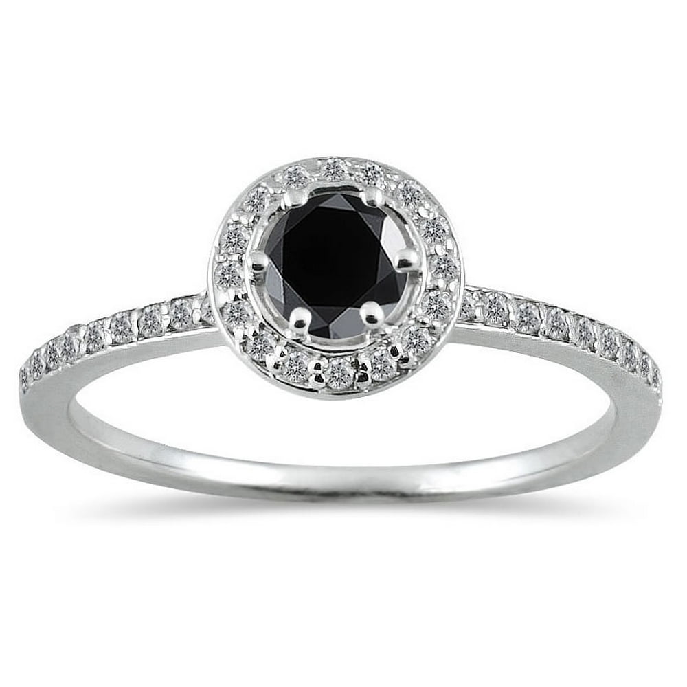 Szul Jewelry - 1/2 Carat TW Black and White Diamond Ring in 14K White ...