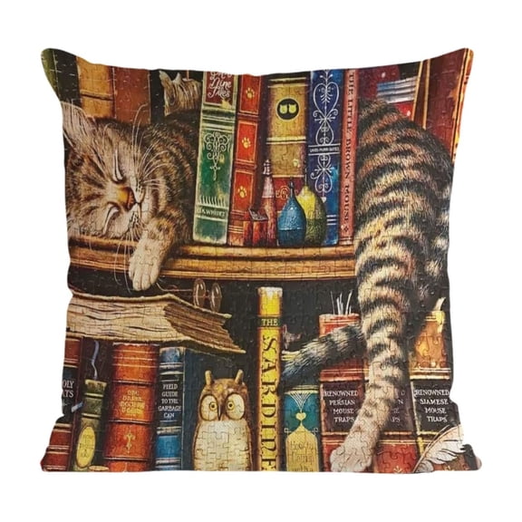 Animal Cat Throw Pillow Cover 18"x18" Family Decorative Cushion Cases Couch Bed Sofa