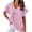 Pink, variant on WREESH Women's Cotton Linen V-Neck T-Shirt Casual Short Sleeve Graphic Tee with Batwing Sleeves Khaki