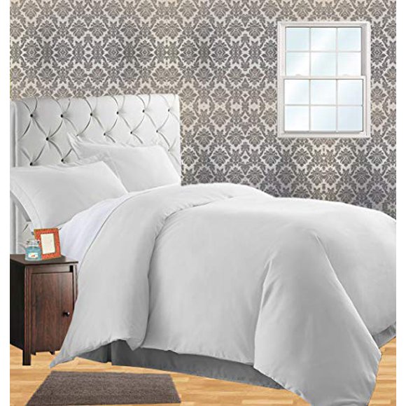 Celine LinenWrinkle & Fade Resistant 3-Piece Duvet Cover Set - Protects and Covers Your Comforter/Duvet Insert, 1500 Series Luxurious 100% Hypoallergenic - Silky Soft, King/Cali King, White