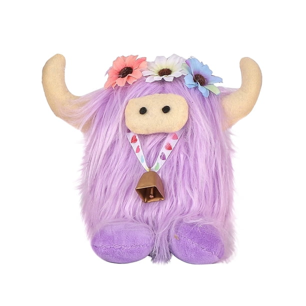 Vaca Escocesa De Pelo Largo Muñeca Simulación Flor Vaca De Pelo Largo Muñeca Decoración Juguete