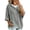 Gray, variant on Women's Sweater, Hooded 3/4 Sleeve Button Front with Drawstring and Ribbed Trim, Loose Knit Casual Fall Winter Daily Wear for Women