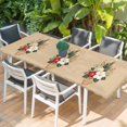 thumbnail image 2 of Cherry Blossoms Table Cloths for 8 Foot Rectangle Tables, Japanese Spring Floral Leaves Vintage Beige Patio Waterproof Elastic Fitted Tablecloths, Washable Rectangular Table Cover for Camping, 2 of 8