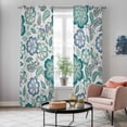 thumbnail image 6 of Kitchen Curtains 84 Inch Length 2 Panels, Teal Paisley Pattern Grommets Window Treatment Curtain, Boho Ethnic Floral Traditional Thermal Curtains Drapes for Living Room/Bathroom, 6 of 9