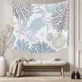 thumbnail image 5 of Blue Beige Crab Coastal Large Tapestry for Bedroom Wall Hanging Tapestry, Summer Coral Nautical Ceiling Backdrop Tapestries Poster Blanket Wall Decor for Teens Room Living Room Dorm 85" x 90", 5 of 8