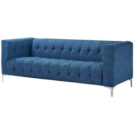 Thomas Navy Blue Linen Sofa Metal Y Legs Button Tufted Tufted Thomas Navy Blue Linen Sofa Metal Y Legs Button Tufted Tufted