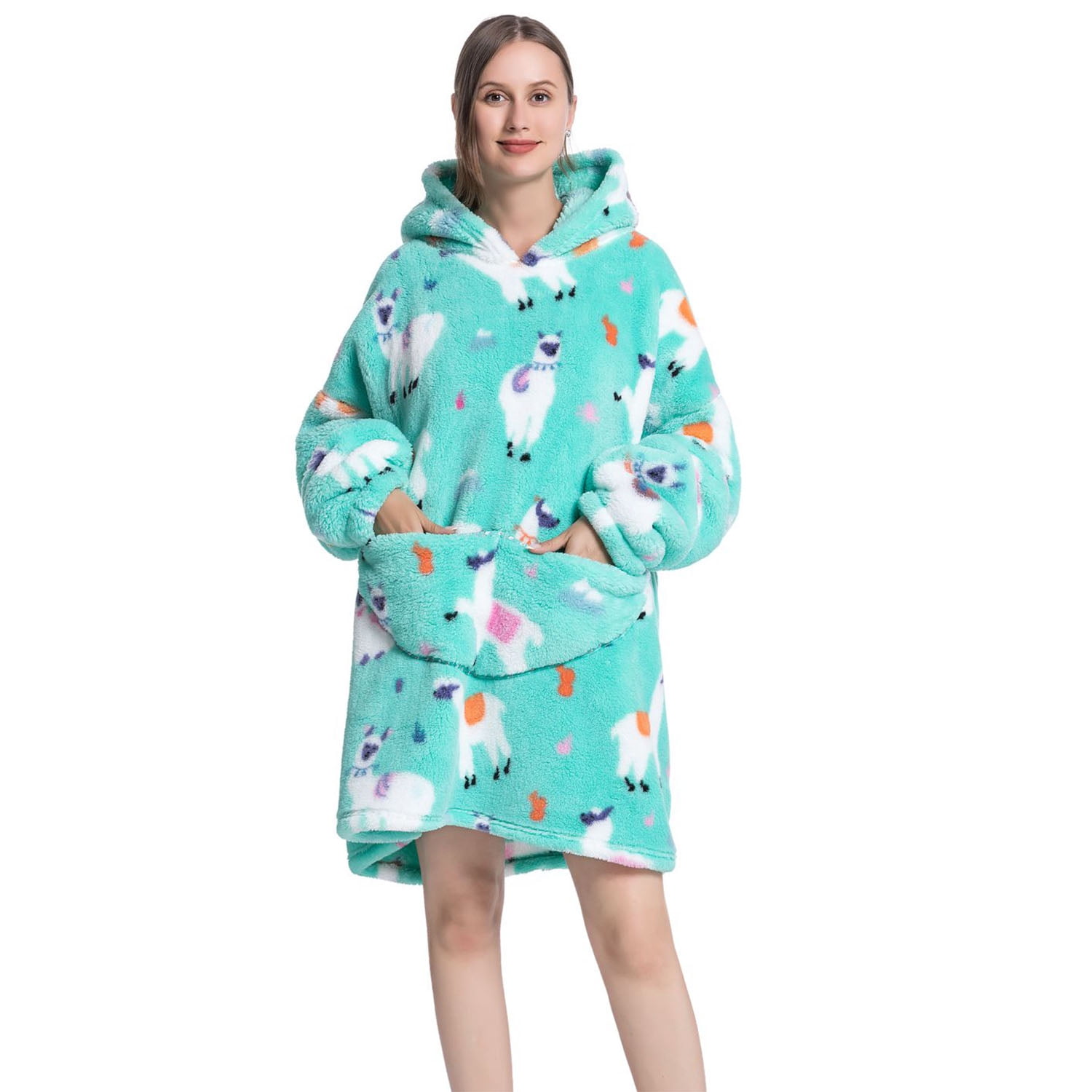 Msrlassn Hoodie Blanket for Women Adults Wearable Hooded Sweatshirt Pullover, Wearable Blanket Hoodie Super Soft Warm Cosy Sweatshirt with Big Pocket