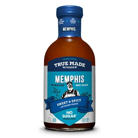 True Made Foods Barbecue Sauce Memphis BBQ No Sugar, 18 oz
