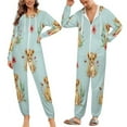 thumbnail image 2 of Cute Lion Cubs Floral Print Unisex Adult Onesie Pajamas with Pockets for Women Men Hooded Loungewear, 2 of 8