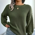 thumbnail image 5 of Women'S Winter Pullover Sweater Casual Long Sleeve Crewneck Loose Chunky Knit Jumper Tops Blouse Army Green M, 5 of 9