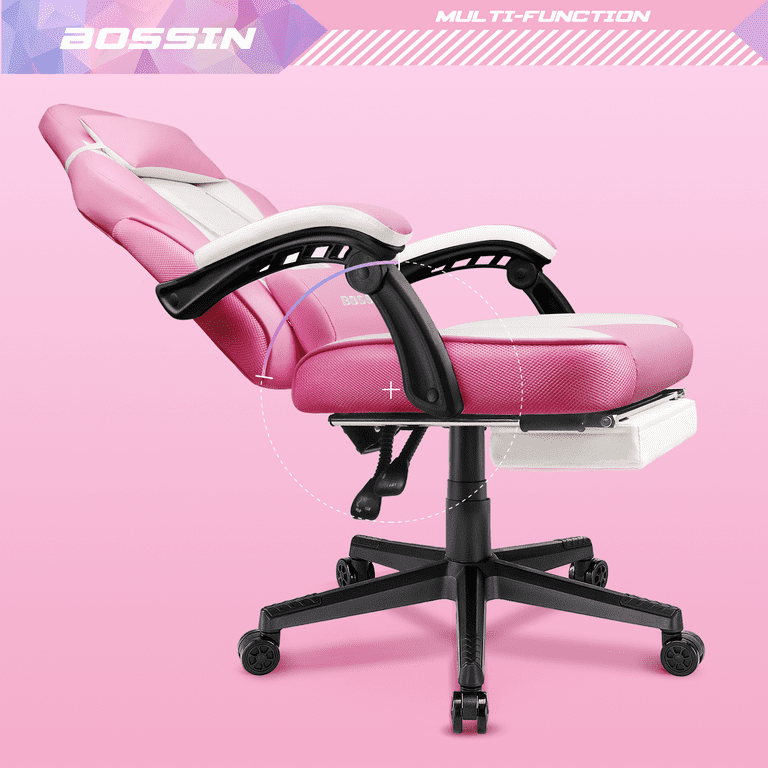 BOSSIN Gaming Chair with Massage, Ergonomic Heavy Duty Design, Gamer Chair with Footrest and Lumbar Support, High Back Office Chair, Big and Tall