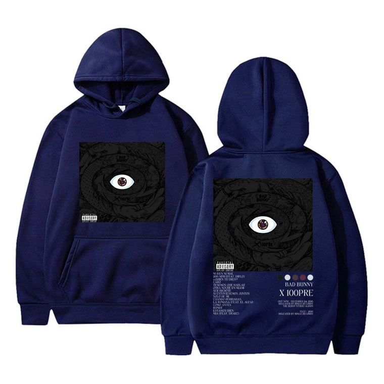 2024 DREAMFIRE Rapper Bad Bunny X 100PRE Music Album Double Sided Print Hoodie Men Women Hip Hop Oversized Hoody Sweatshirts Vintage Streetwear