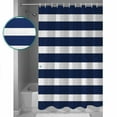 thumbnail image 2 of Shower Curtain Modern Classic Stripes Waterproof Shower Curtain Set with Hooks for Bathroom Showers,Stalls and Bathtubs,54x78InNautical Navy Blue and White, 2 of 9