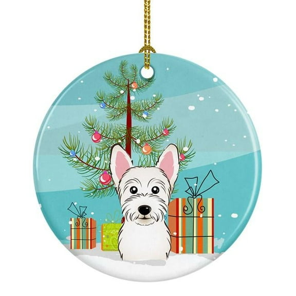 Christmas Tree & Westie Ceramic Ornament