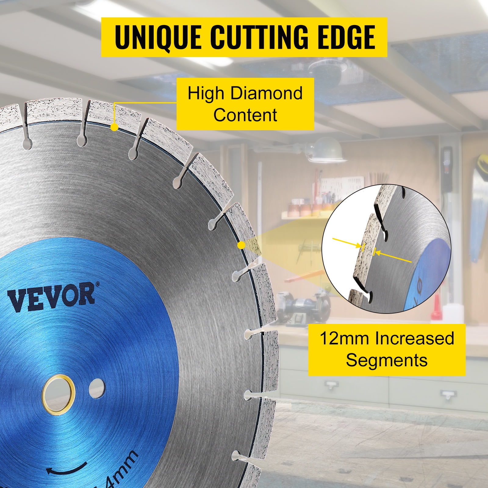VEVOR 18in Diamond Blade Concrete Saw Blade 0.47in Tall Segments for Concrete 