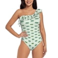 thumbnail image 2 of Yiaed Cute Crocodile Print Women One Piece Swimsuits Tummy Control One Shoulder Bathing Suits Pattern Ruffle Swimwear-Large, 2 of 8