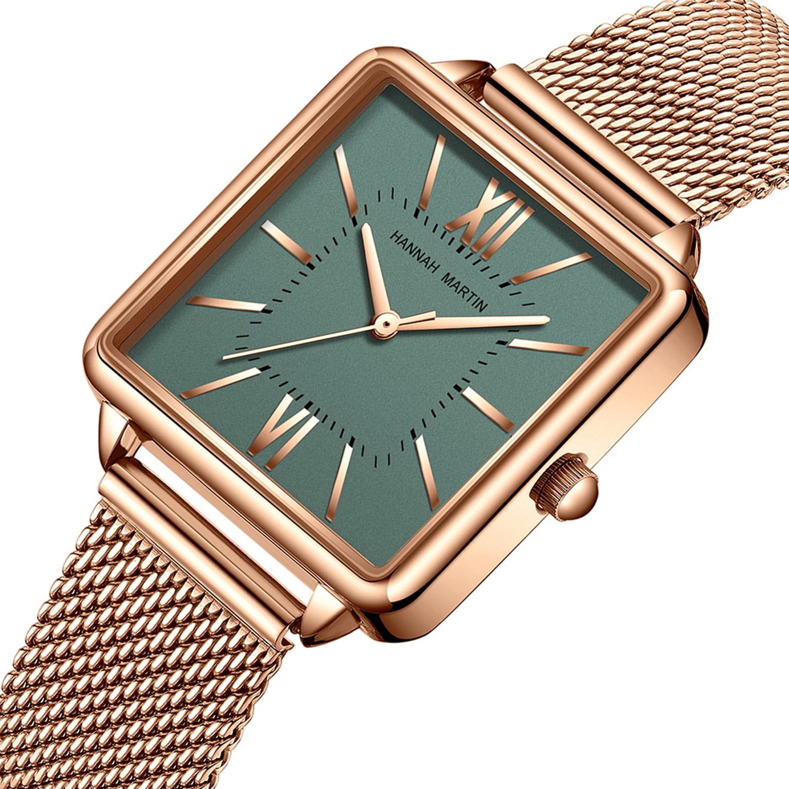 Women Square Face Watches Fashion Quartz Dress Watch for Women with Stainless Steel Mesh Band