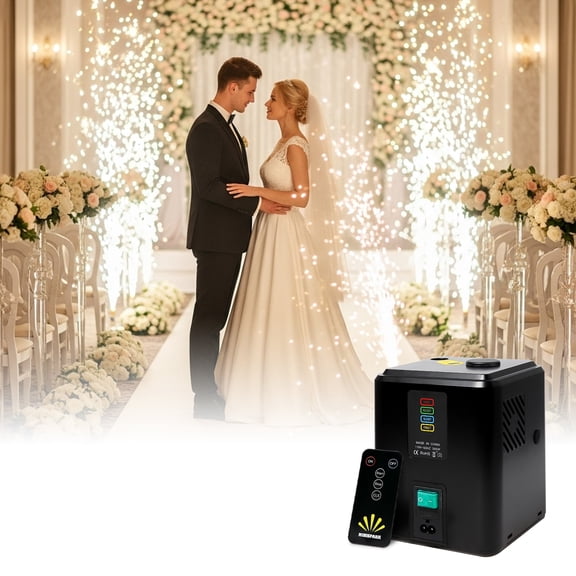 1pc 350W Mini Cold Spark Machine with 10×50g Consumables, 2-3.5m Effect Portable & Auto Safety Cutoff FX Device for Stage Wedding Event Special Effects(Black)