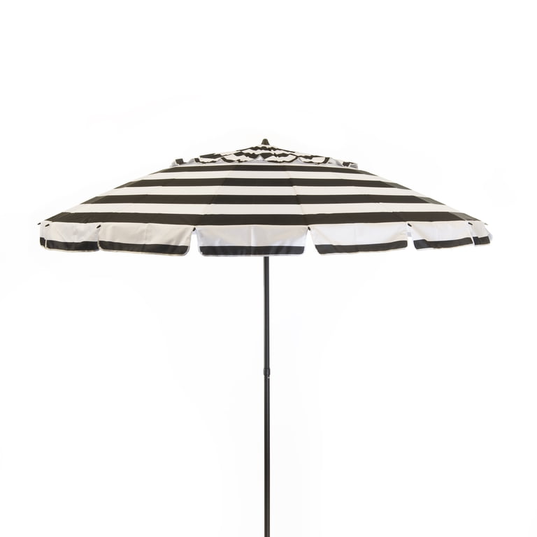 black and white striped patio umbrella walmart Deluxe 8 ft Black and White Stripe Patio & Beach Umbrella with Travel Bag