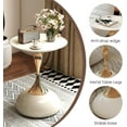 thumbnail image 3 of Metal Round End Table,Modern Pedestal Table,Corner Drink Tables,Accent Side Table Nightstand for Living Room,Patio and bar (White-Gold), 3 of 18