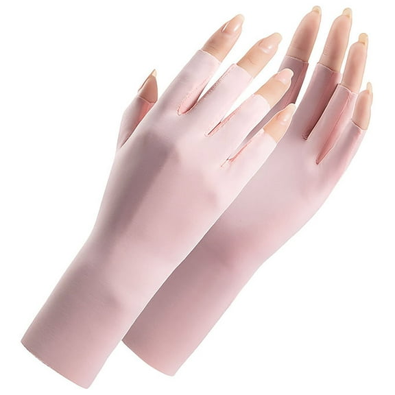 Women Fingerless Gloves Summer UV Protection Gloves Cool Ice Silk Gloves Sun Block Driving Gloves Unisex