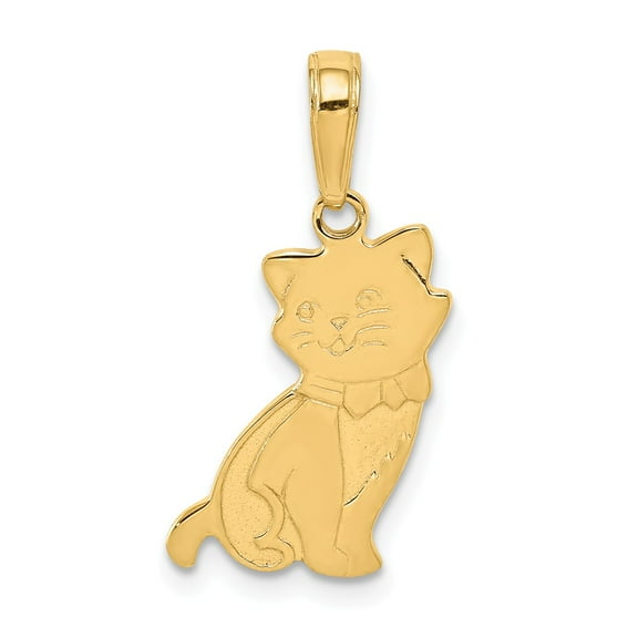 14k Yellow Gold Sitting Cat Pendant Charm