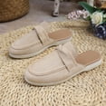 thumbnail image 5 of Women's Fashion Casual Backless Loafers, Comfortable Flat Mules, Stylish Ethnic Trendy Half-Slippers, Soft Faux Material, Perfect for Leisure Outdoor Daily Wear Khaki C, 5 of 9