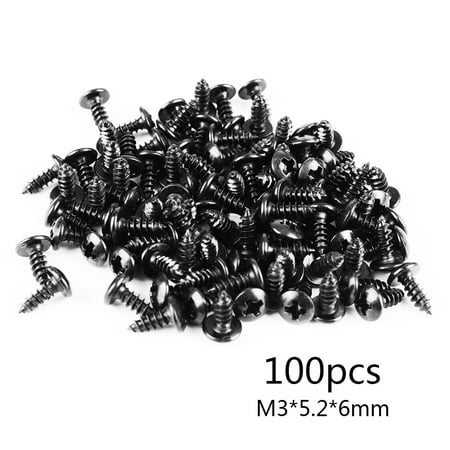 

100PCS M3 Black Steel Pan Oval for Head Cutting Screws Round for Head Self Tappi