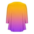 thumbnail image 3 of RXIRUCGD T-shirt Imprimé Décontracté d'Été pour Femmes Manches Trois-Quarts Col Rond Froncé Blouse, Violet, Taille : 2TG, 3 of 4