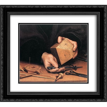 Hans Holbein the Younger 2x Matted 24x20 Black Ornate Framed Art Print 'Portrait of Nikolaus Kratzer [detail: 1]'