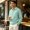 Mint Green, variant on Sorvello Men's Waffle Knit Top Button Front Lapel Collar Long Sleeve Polo Shirt With Chest Pocket Casual Sports Lounge Daily Spring Fall Sweatshirt Army Green L